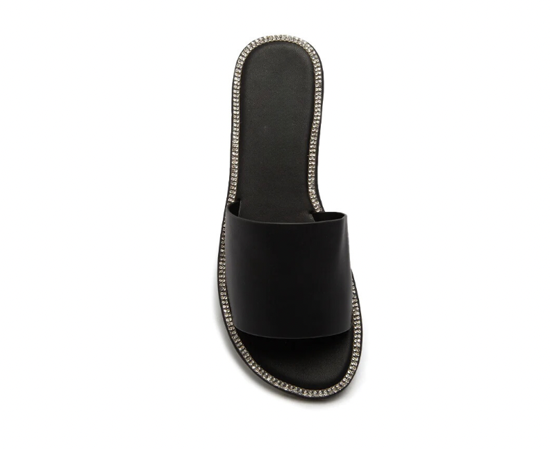RHINESTONE SLIDE SANDALS