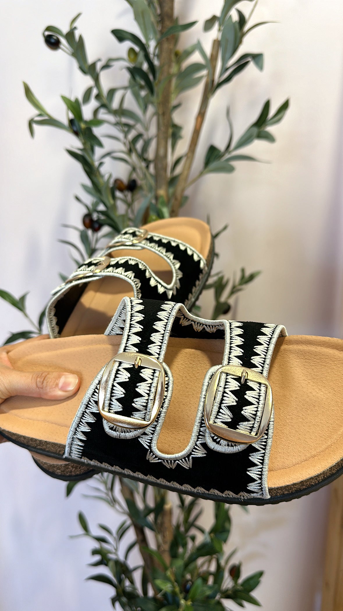 CATERINA CROCHET CORK FOOTBED SANDALS