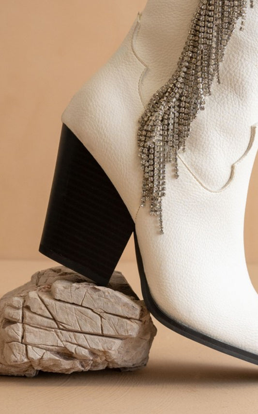 Diva Rhinestone Fringe Knee High Western Boots