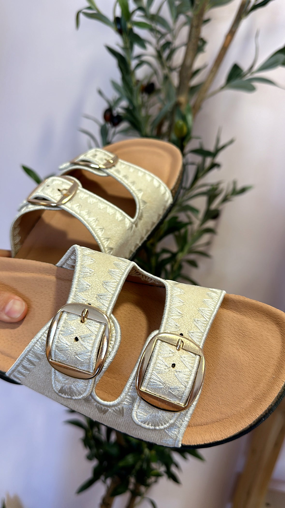 CATERINA CROCHET CORK FOOTBED SANDALS