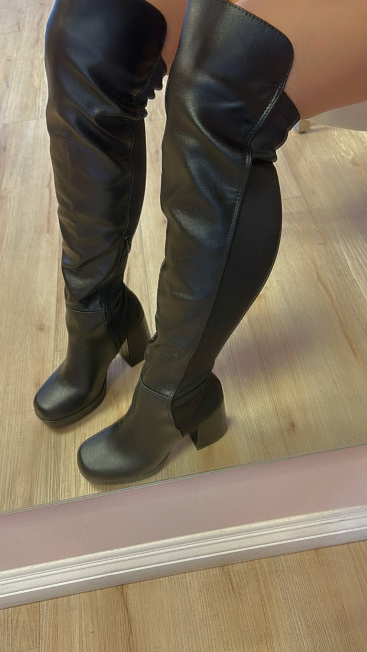 BEZI THIGH HIGH WIDE CALF PLATFORM BOOTS