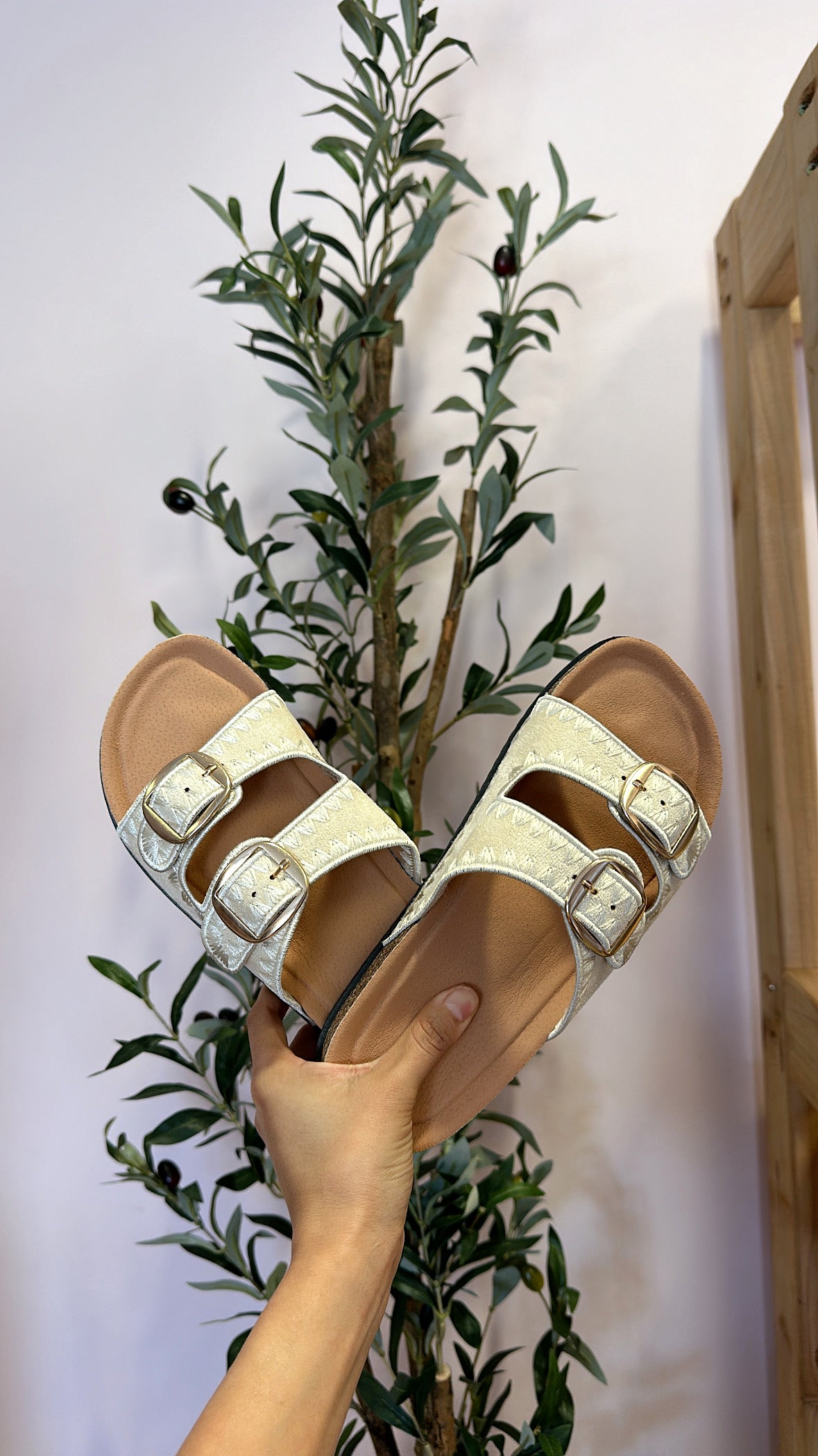 CATERINA CROCHET CORK FOOTBED SANDALS