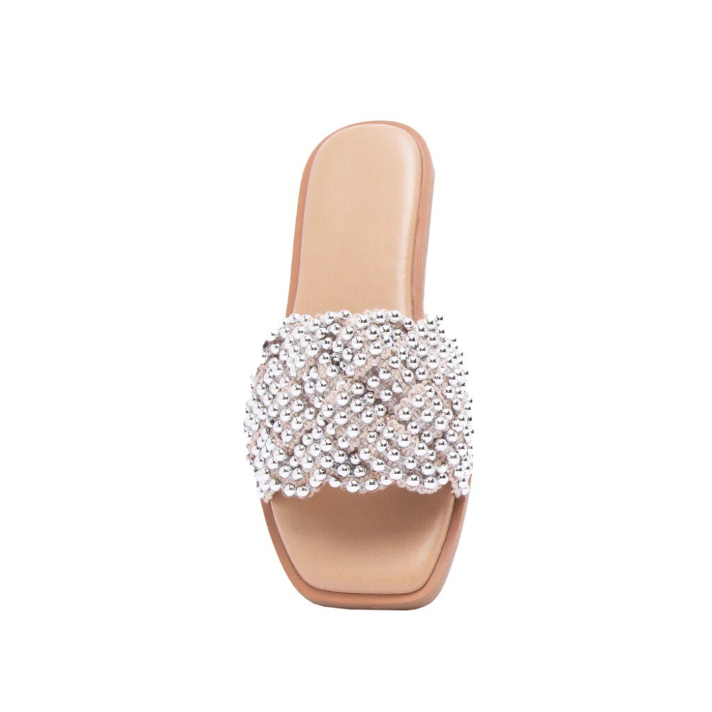 SILVER PEARL EMBELLISHED SLIDES