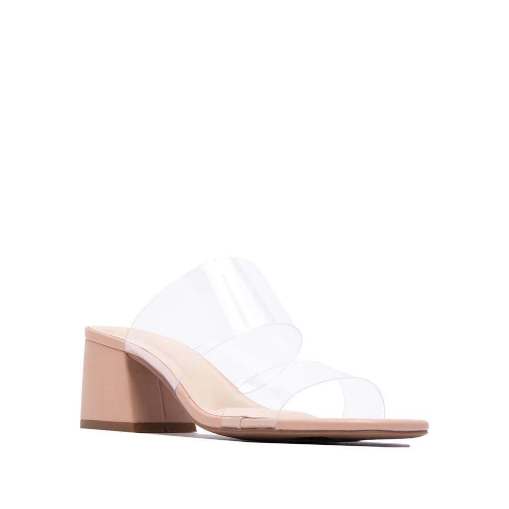 CLEAR BLOCK HEEL SANDALS