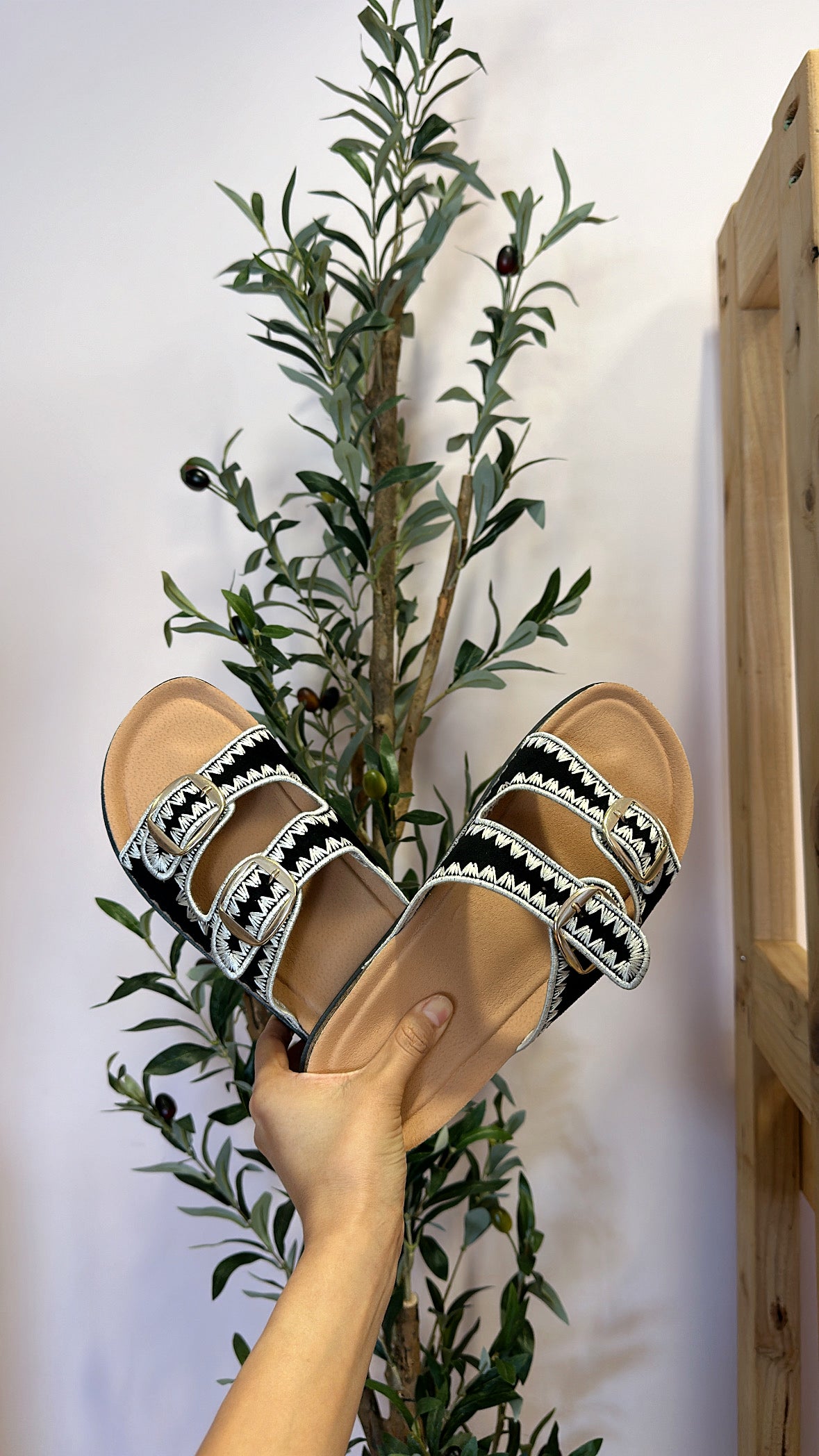 CATERINA CROCHET CORK FOOTBED SANDALS