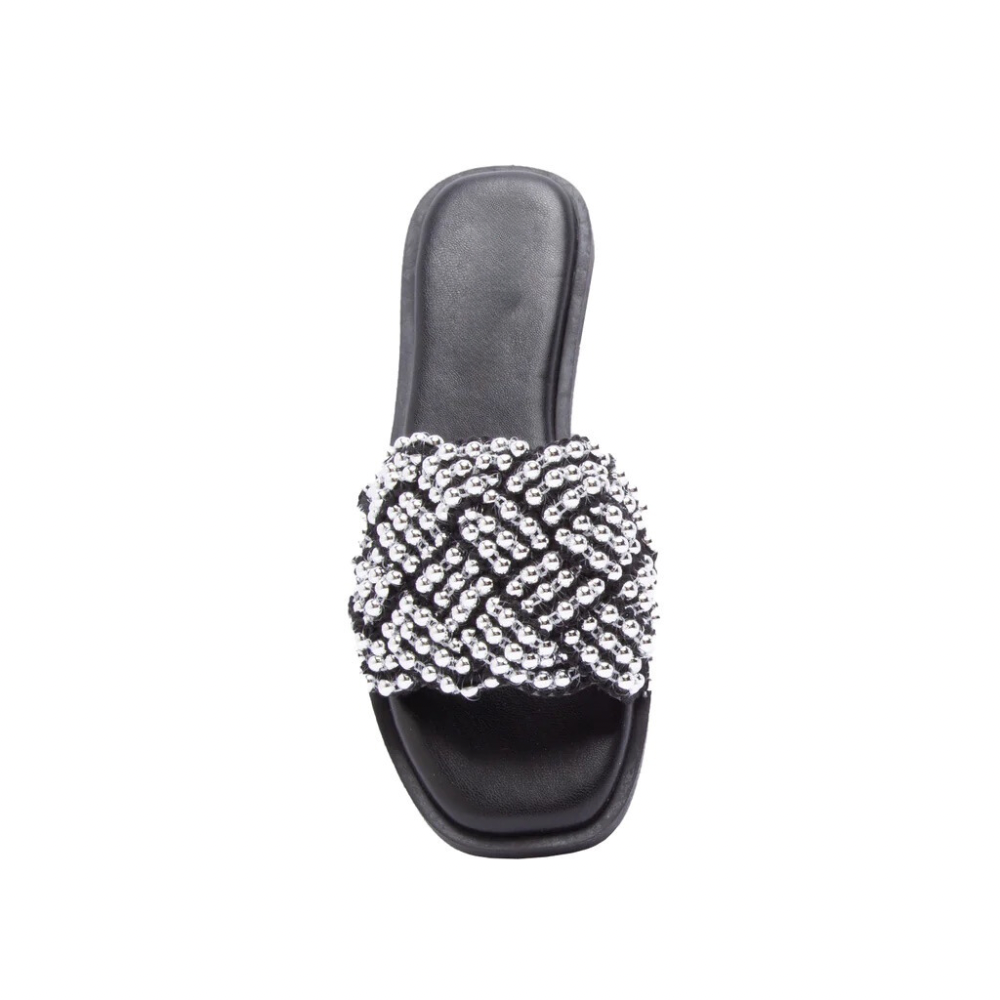 SILVER PEARL EMBELLISHED SLIDES