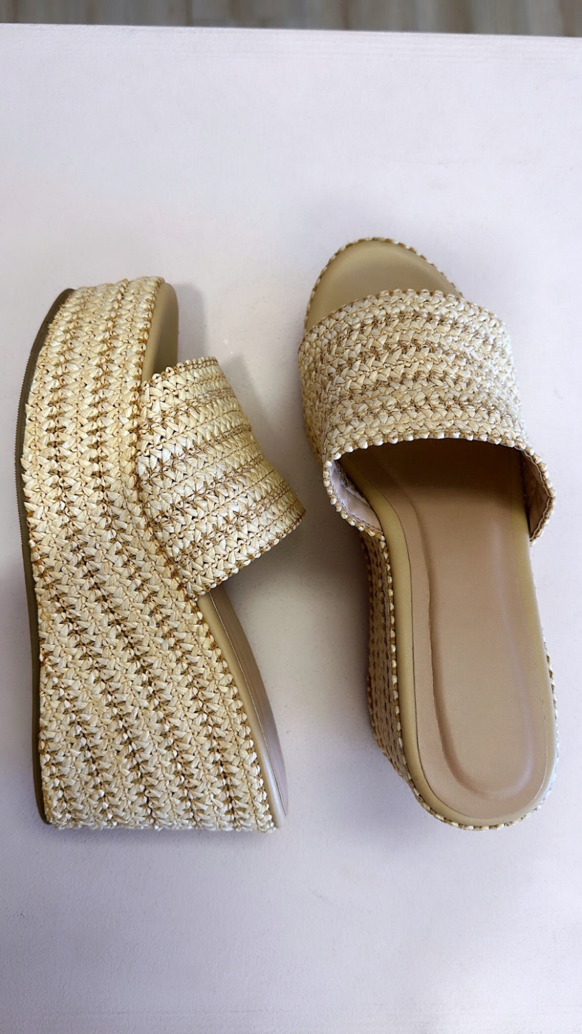 JULIE RAFFIA WEDGE SANDALS