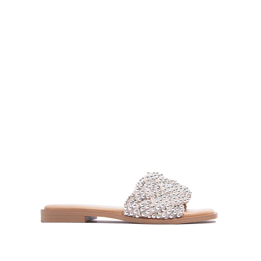 SILVER PEARL EMBELLISHED SLIDES