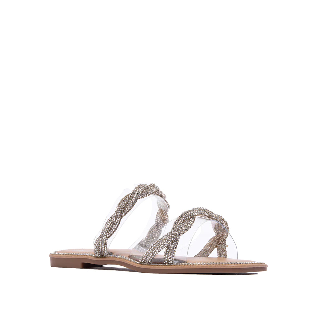 EMBELLISHED TWISTED STRAPS SANDAL