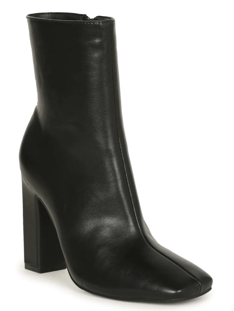 SQUARE TOE FAUX LEATHER BOOTIES