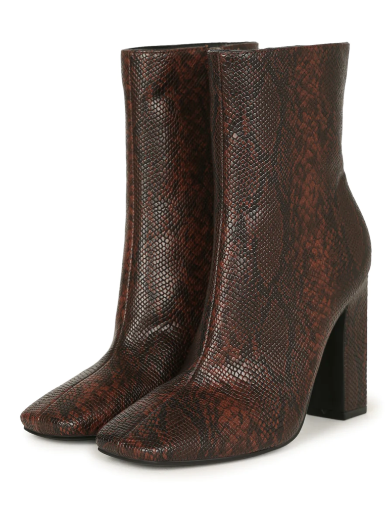 SQUARE TOE FAUX LEATHER BOOTIES