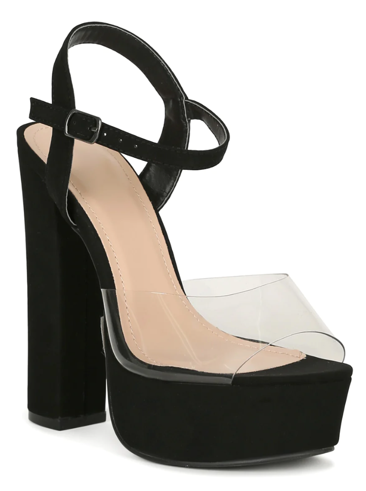 CAMILA CLEAR STRAP PLATFORM HEELS