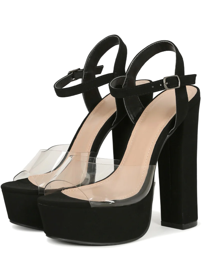 CAMILA CLEAR STRAP PLATFORM HEELS