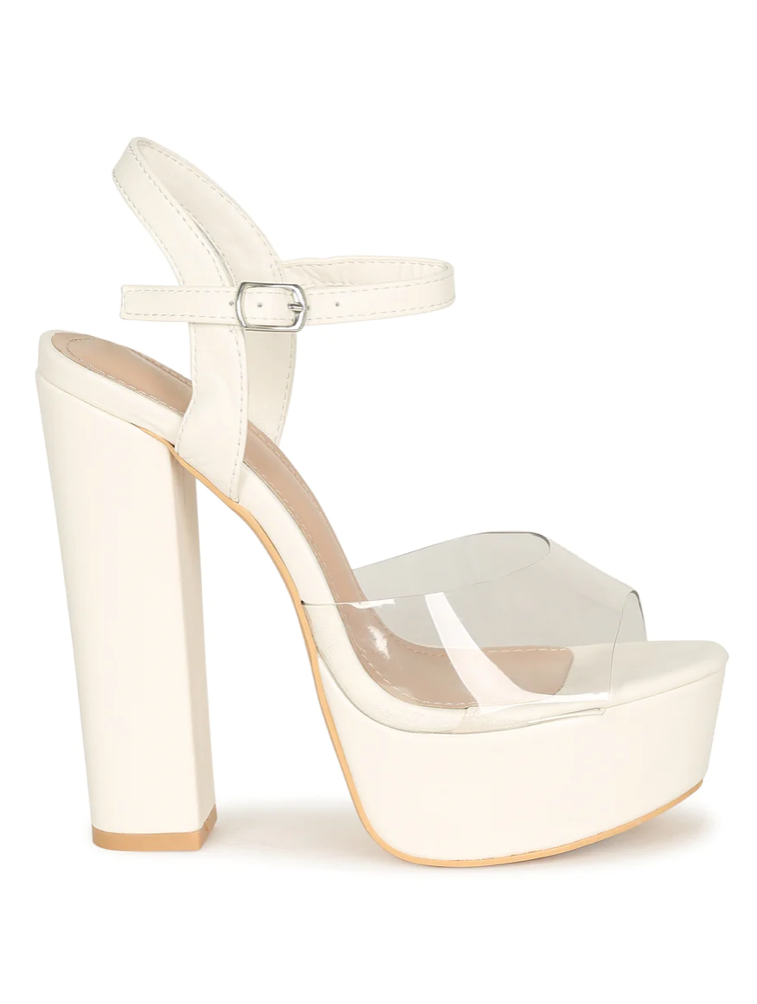 CAMILA CLEAR STRAP PLATFORM HEELS