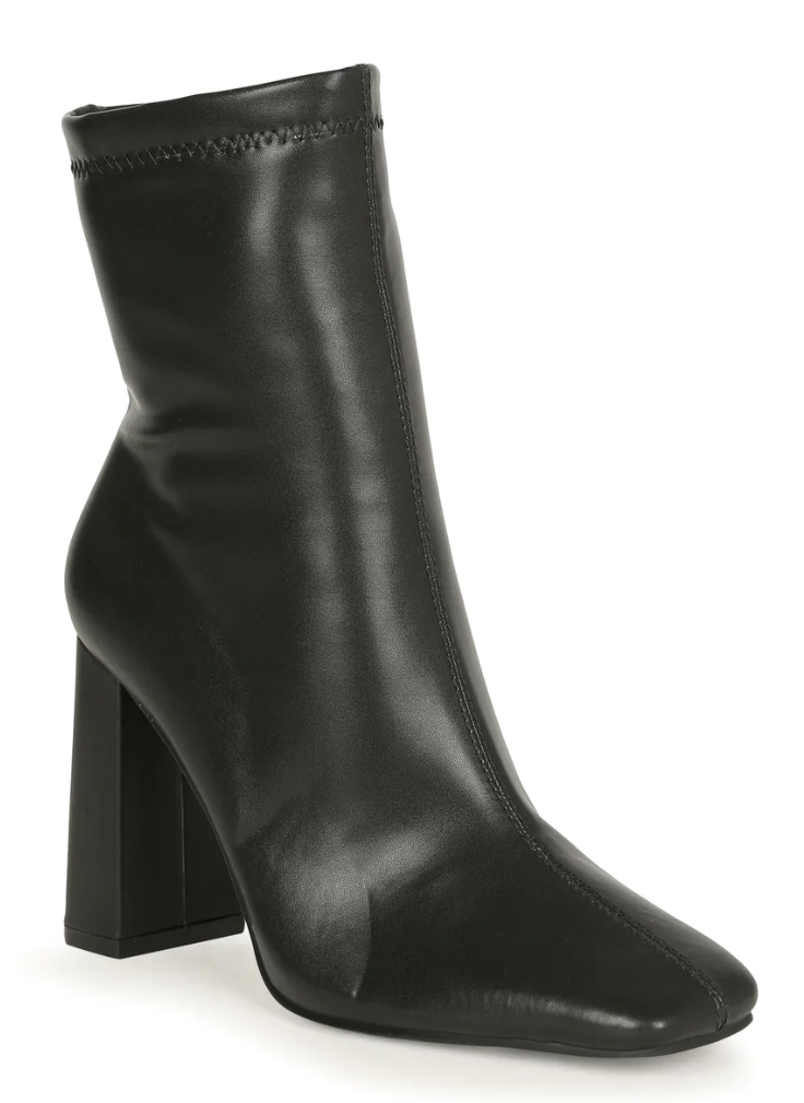 IRIS SQUARE TOE SLICE HEEL BOOTIES