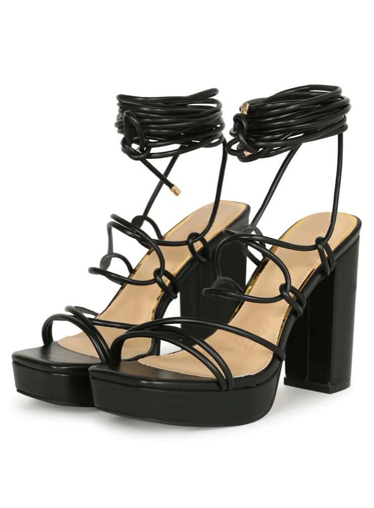 BROOKLYN LACE UP PLATFORM HEELS