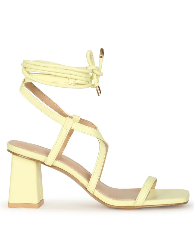 AMANI SQUARE TOE LACE UP SANDAL HEELS