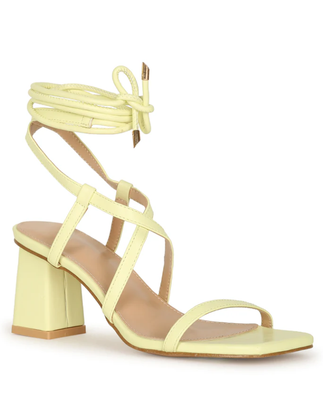 AMANI SQUARE TOE LACE UP SANDAL HEELS