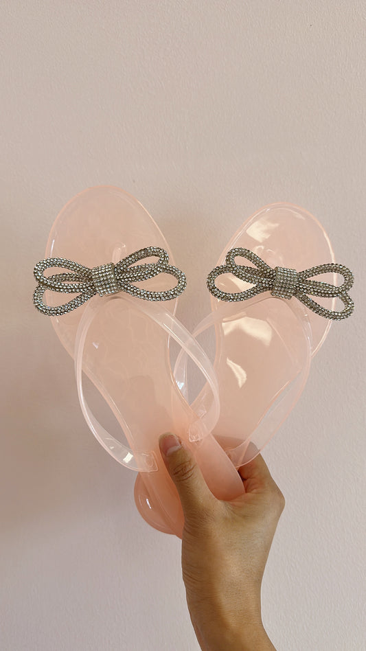 JELLY SANDALS WITH RHINESTONE BOW