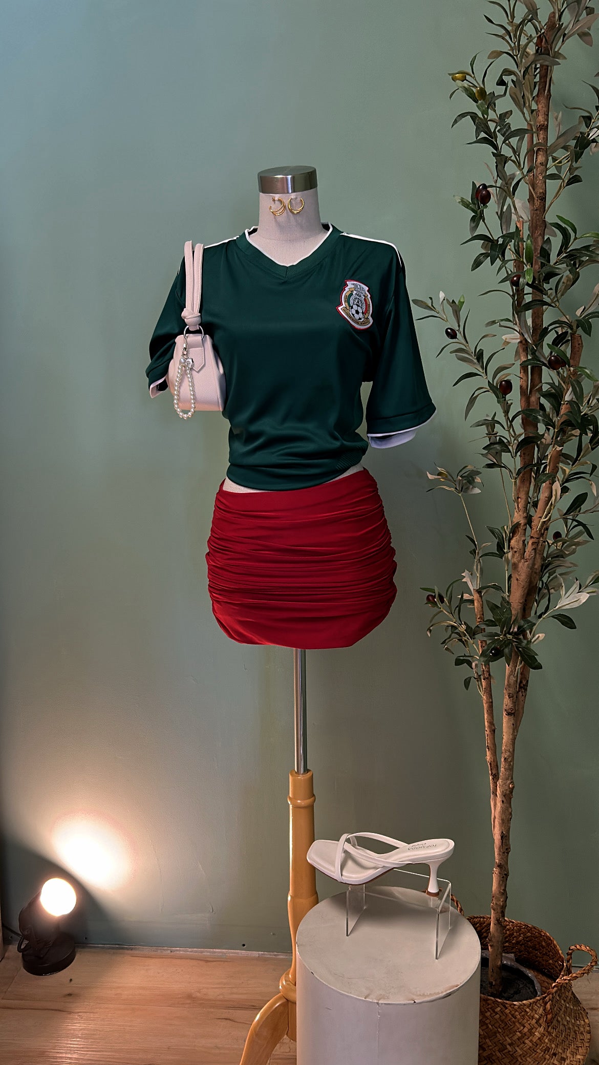 SOFT & FESTIVE HIGH WAIST MINI SKIRT (RED)
