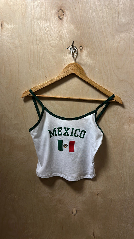 EL TRI CAMI TOP (WHITE/ HUNTER GREEN LINING)