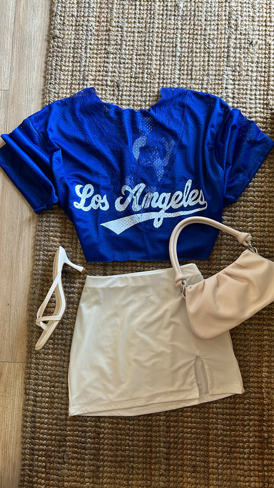 CULTURA & DODGER BLUE CROPPED JERSEY