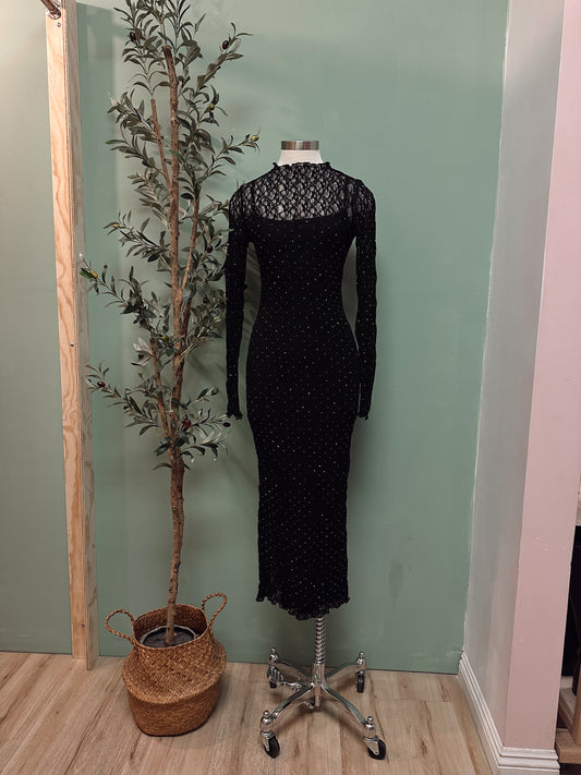 MIDNIGHT SPARKLE LACE DRESS