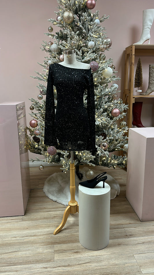 UNFORGETTABLE MOMET KNIT SEQUIN DRESS
