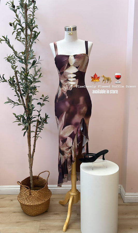 FLAWLESSLY FLAWED RUFFLE DRESS