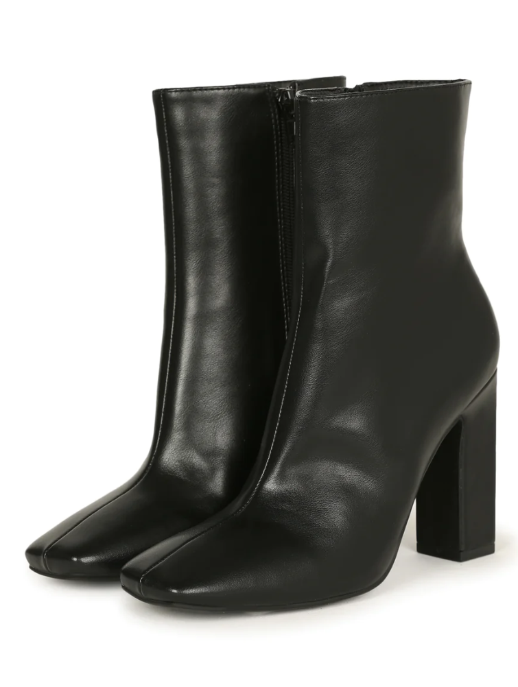 SQUARE TOE FAUX LEATHER BOOTIES