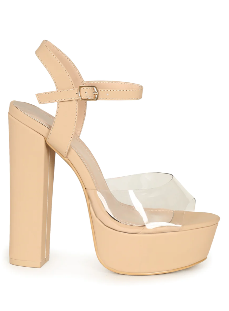 CAMILA CLEAR STRAP PLATFORM HEELS