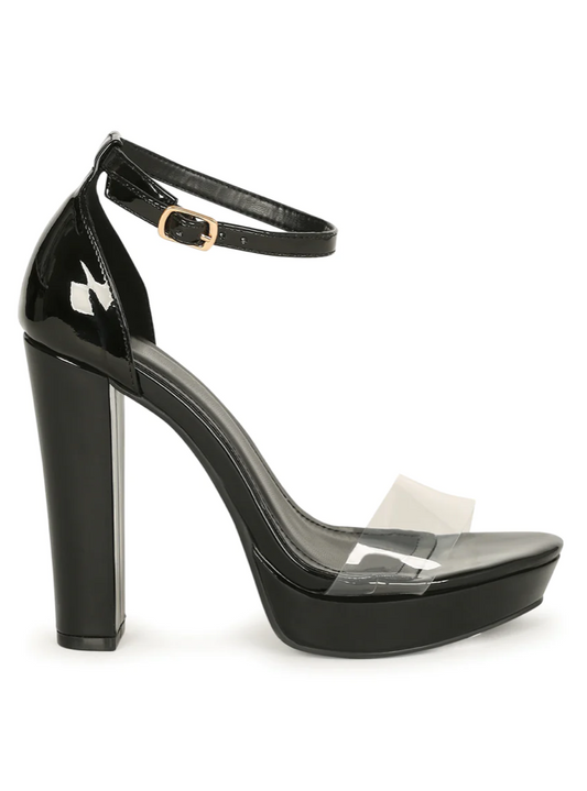 AMY CLEAR STRAP PLATFORM HEELS