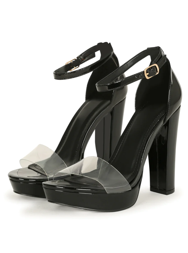 AMY CLEAR STRAP PLATFORM HEELS