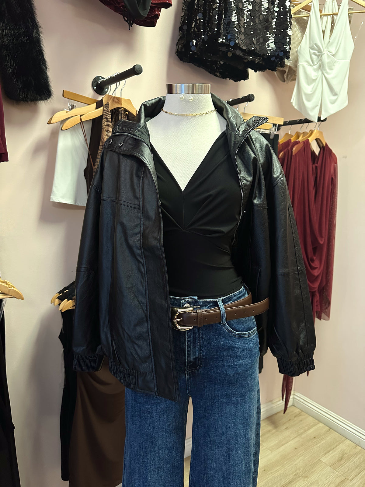 LA GIRLY LEATHER JACKET (BLACK)