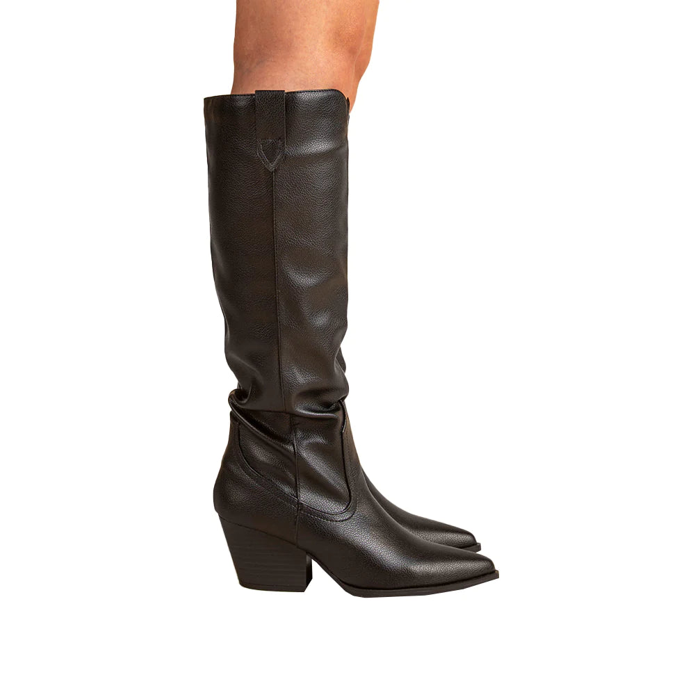 FAUX LEATHER KNEE HIGH WESTERN BOOT