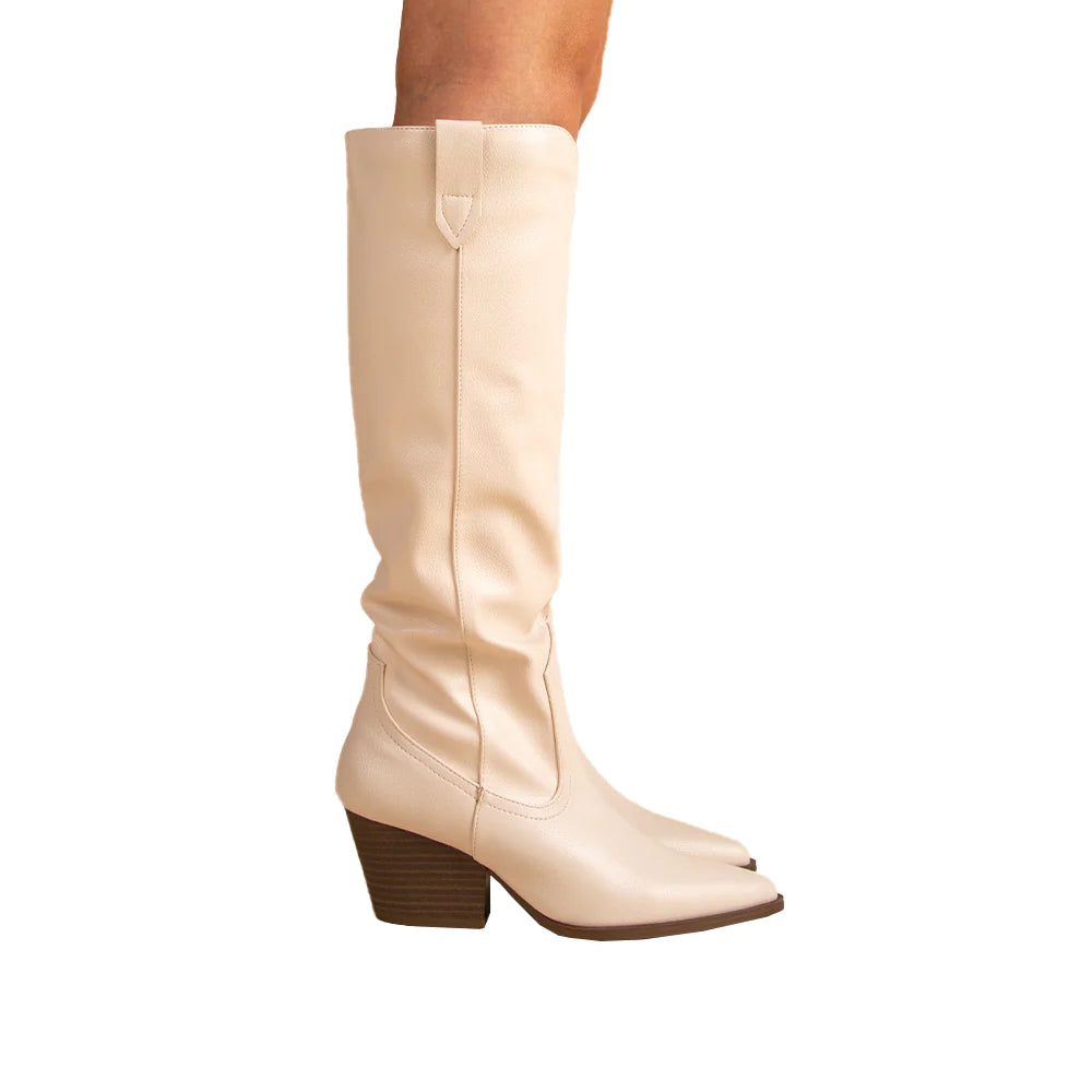 FAUX LEATHER KNEE HIGH WESTERN BOOT