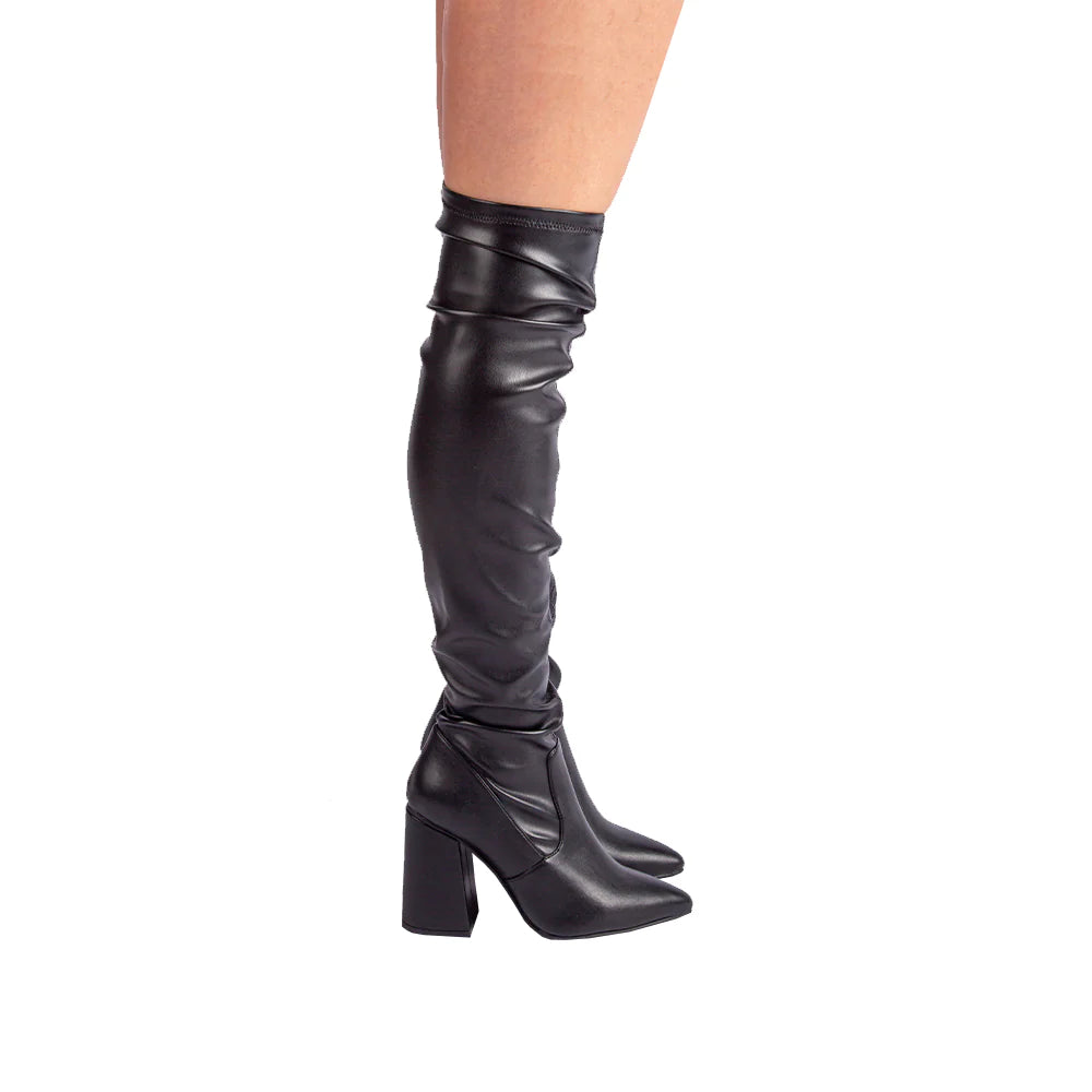 QUEEN B THIGH HIGH POINTED TOE BOOTS