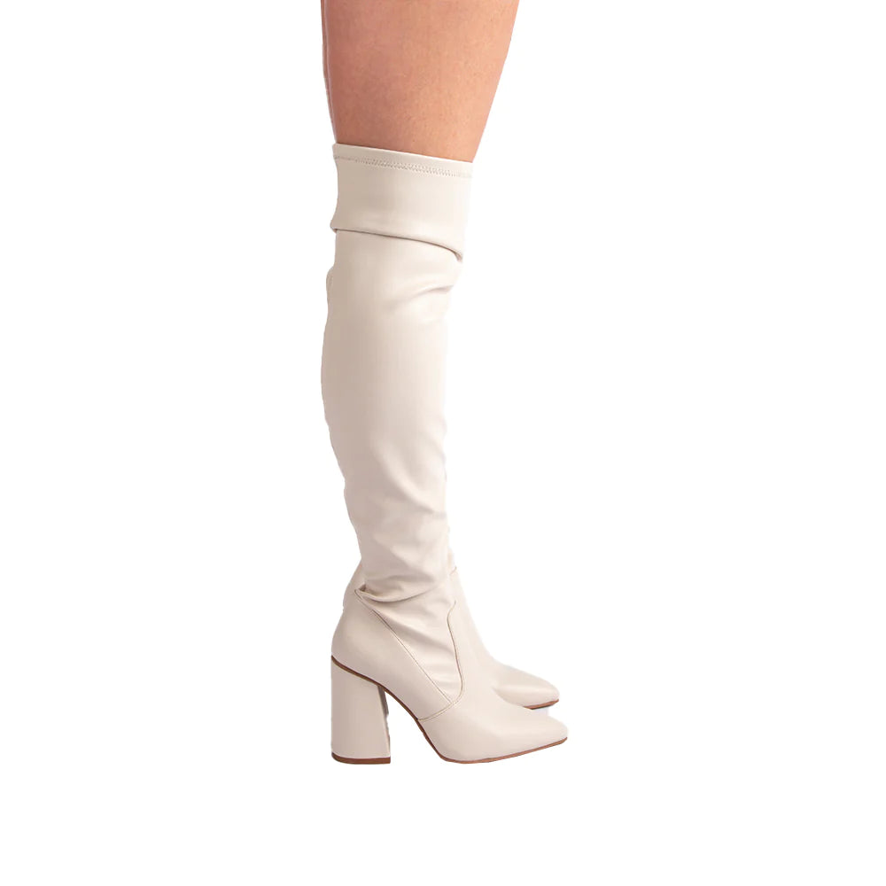 QUEEN B THIGH HIGH POINTED TOE BOOTS