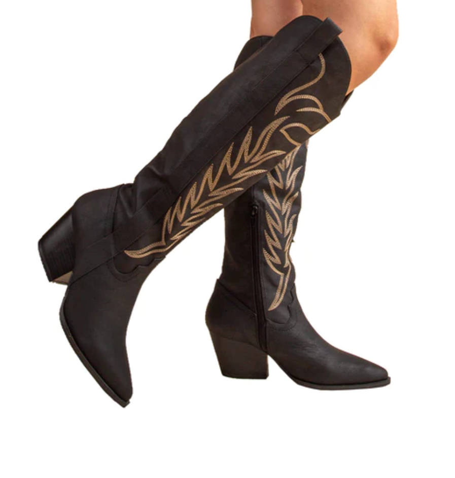 KNEE HIGH EMBROIDERED WESTERN BOOT